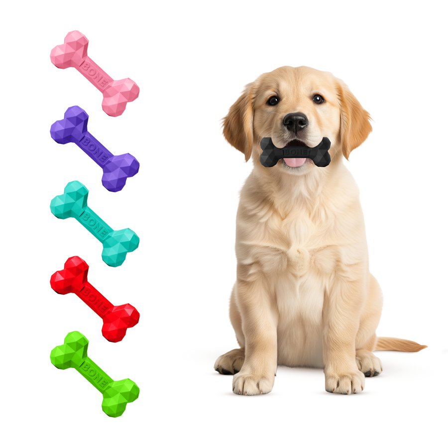 Natural rubber bone toy for small dogs and puppies